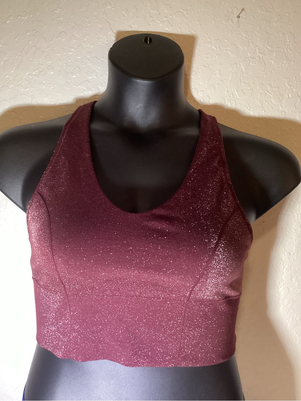 PINK Victoria's Secret Sparkle Racerback Crop Bra - Burgundy